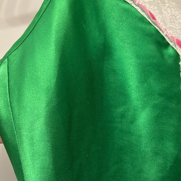 Betsey Johnson Intimates Vintage 90βs Green Lace Pink Bows Nightie Slip Dress L - Picture 14 of 16